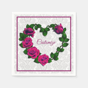 Personalisierte Rose Vine Herz Napkins Serviette
