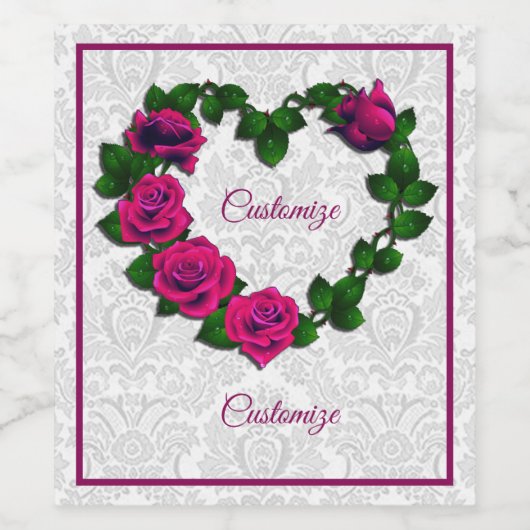 Personalisierte Rose Weinkultur und Erde Weinetikett (Einzelnes Label)