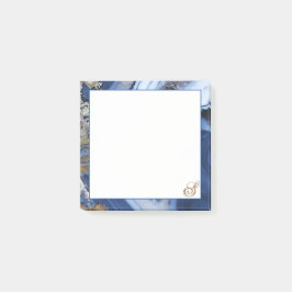 Personalisierte Rose White Navy Blue MARBLE Sticky Post-it Klebezettel