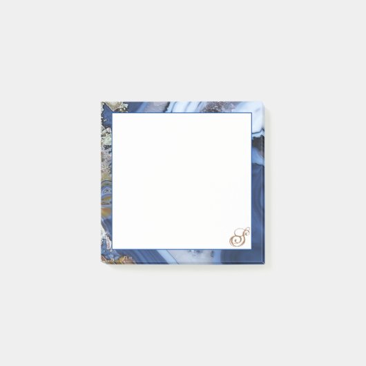 Personalisierte Rose White Navy Blue MARBLE Sticky Post-it Klebezettel (Vorderseite)