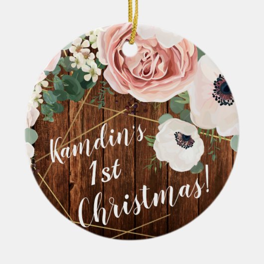 Personalisierte Rose XMAS Ornament Geometrische Ga (Vorne)