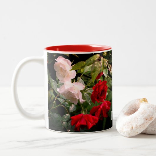 Personalisierte Rose Zweifarbige Tasse (Mit Donut)
