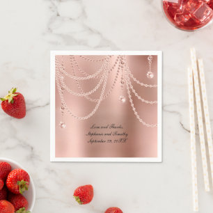 Personalisierte Roségold Perlen Diamant Bling Hoch Serviette