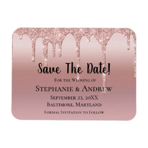 Personalisierte Roségold-Triefglitter-Rosa Magnet