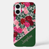 Personalisierte Rosen Blumen iPhone Hülle mit Name (Rückseite)