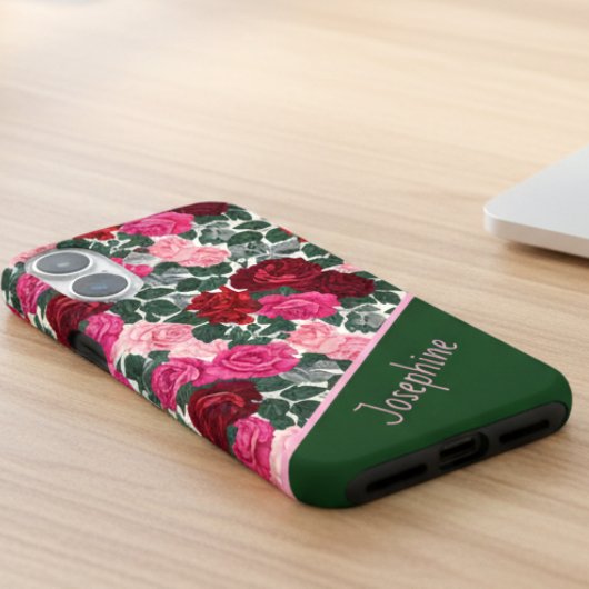 Personalisierte Rosen Blumen iPhone Hülle mit Name