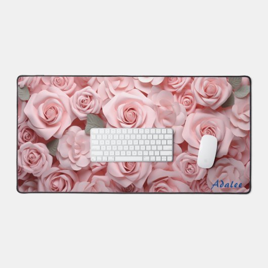 Personalisierte Rosen Blumenmatte Schreibtischunterlage (Tastatur & Maus)