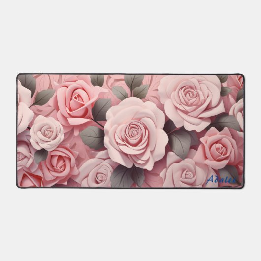 Personalisierte Rosen Blumenmatte Schreibtischunterlage (Vorderseite)