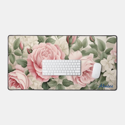 Personalisierte Rosen Blumenmatte Schreibtischunterlage (Tastatur & Maus)
