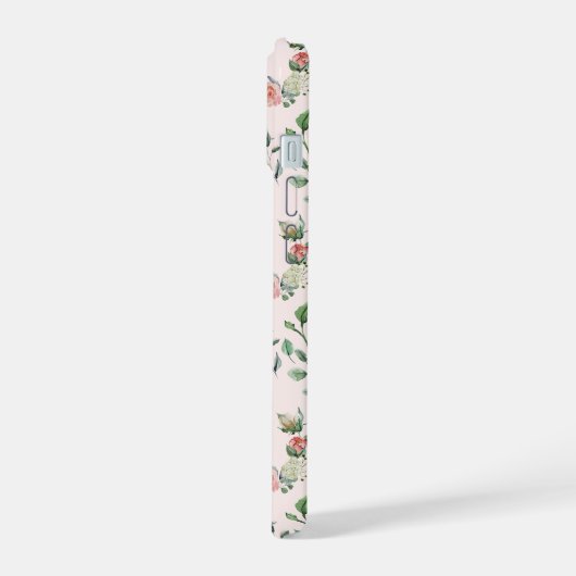 Personalisierte Rosen in Aquarellfarbe iPhone 15 Hülle (Linke Seite)