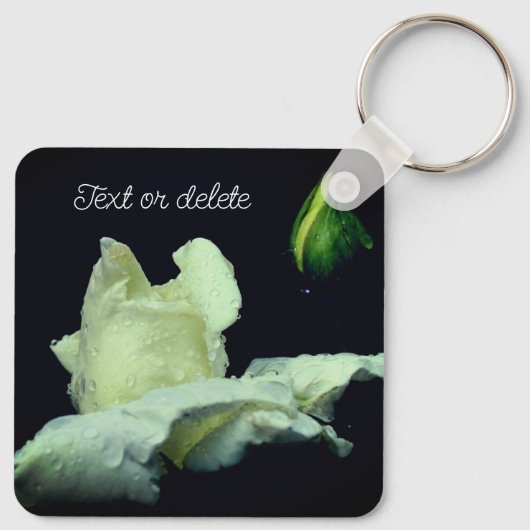 Personalisierte Rosenknospe-Blume Schlüsselanhänger (Rückseite)