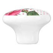 Personalisierte Rosenrosen-Monogramm Keramikknauf (Seitenansicht)