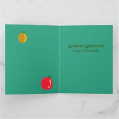 Personalisierte Rot-, Grün-, Gold-Ornamente Weihna Karte (Innenseite)