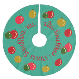 Personalisierte Rot-, Grün-, Gold-Ornamente Weihna Polyester Weihnachtsbaumdecke