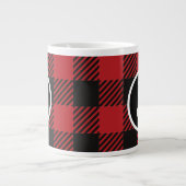 Personalisierte Rot-Schwarz-Buffalo-Kariert-Monogr Jumbo-Tasse (Vorderseite)