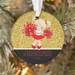 Personalisierte Rot-Schwarz-Cheerleader-Ornament Ornament