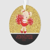 Personalisierte Rot-Schwarz-Cheerleader-Ornament Ornament (Vorderseite)