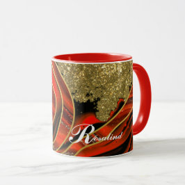 Personalisierte Rot- und Goldmarmor-Tasse Tasse