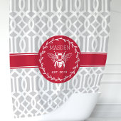 Personalisierte Rot- und Grauhoney-Biene Duschvorhang