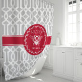 Personalisierte Rot- und Grauhoney-Biene Duschvorhang