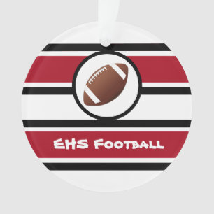 Personalisierte Rot- und Schwarzer Fußballverzier Ornament