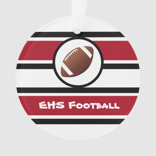 Personalisierte Rot- und Schwarzer Fußballverzieru Ornament (Vorderseite)