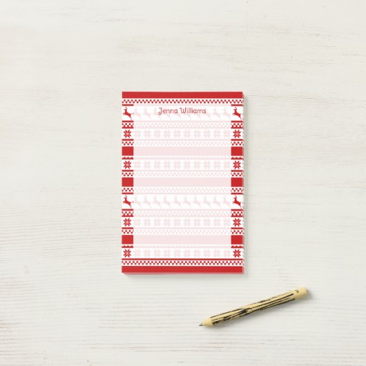 Personalisierte Rot- und Weißnadengänge Post-it Klebezettel (Auf Schreibtisch)