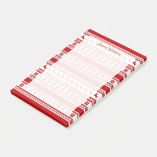 Personalisierte Rot- und Weißnadengänge Post-it Klebezettel (angewinkelt)