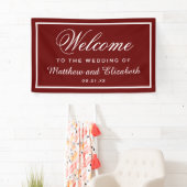 Personalisierte Rot-Weiß-Hochzeit - Empfang Banner (Insitu)