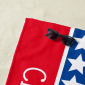 Personalisierte Rot-Weiß- und Blausteine Strandtuch (Beispiel)