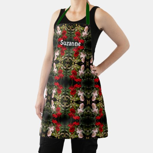 Personalisierte rot-weiße Rose Schürze (InSitu)