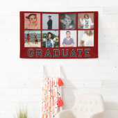 Personalisierte rote 8-Foto-Collage Abschlussfeier Banner (Insitu)