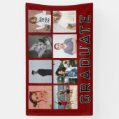 Personalisierte rote 8-Foto-Collage Abschlussfeier Banner (Vertikal)