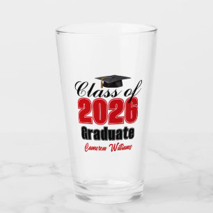 Personalisierte rote Abschlussfeier der Klasse 202 Glas