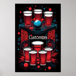 Personalisierte rote Becher Beer Pong Poster