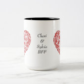 Personalisierte Rote BESTE FREUNDIN Herz-Tasse Zweifarbige Tasse (Mittel)