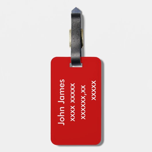 Personalisierte Rote Blase Gepäckanhänger (Rückseite vertikal)