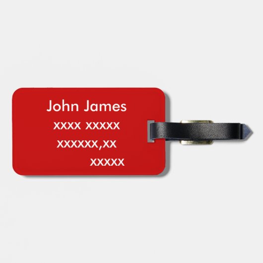 Personalisierte Rote Blase Gepäckanhänger (Rückseite horizontal)
