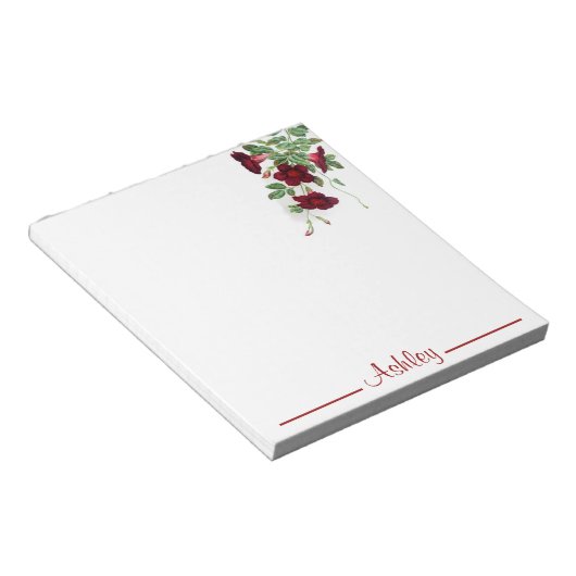 Personalisierte rote Blume Bells Notepad Notizblock (angewinkelt)