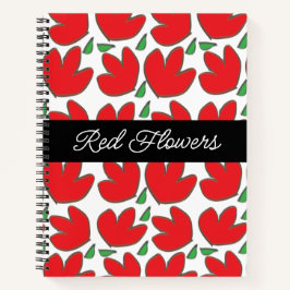 Personalisierte rote Blume Blumenmuster Notizblock