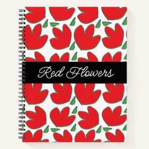 Personalisierte rote Blume Blumenmuster Notizblock
