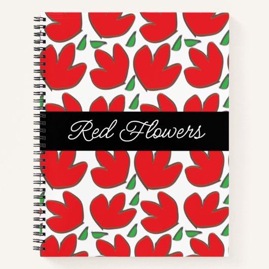 Personalisierte rote Blume Blumenmuster Notizblock (Vorderseite)