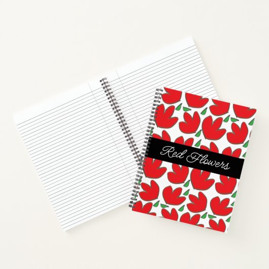 Personalisierte rote Blume Blumenmuster Notizblock (Innenseite)