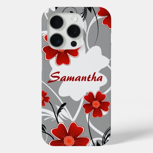 Personalisierte Rote Blume und Silhouette Case-Mate iPhone Hülle (Rückseite)