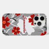 Personalisierte Rote Blume und Silhouette Case-Mate iPhone Hülle (Rückseite (Horizontal))