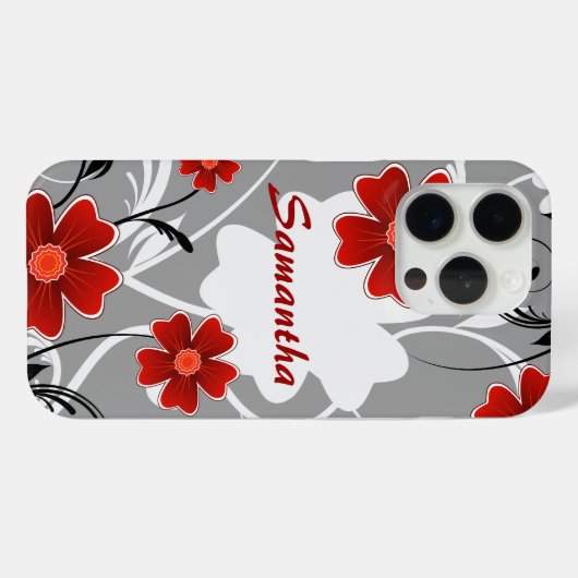 Personalisierte Rote Blume und Silhouette Case-Mate iPhone Hülle (Rückseite (Horizontal))