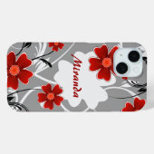 Personalisierte Rote Blume und Silhouette Case-Mate iPhone Hülle (Rückseite (Horizontal))