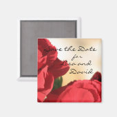 Personalisierte Rote Blüte speichern das Datumsfen Magnet (Vorderseite/Rückseite)