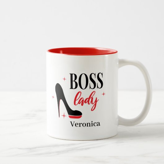 Personalisierte Rote Bottom Stiletto Heel Boss Lad Zweifarbige Tasse (Rechts)