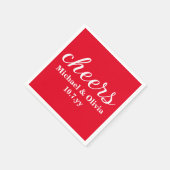 Personalisierte rote Braut Bräutigam Hochzeitsbar Serviette (Ecke)